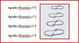 TOP FISHING AGRAFES TYPE RHOMBIC  Sz 1 (x 5)